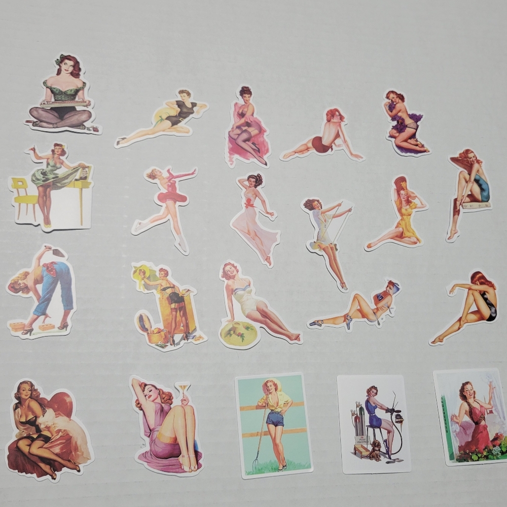 21 Piece Vintage Pin Up Girl Retro Stickers  NEW